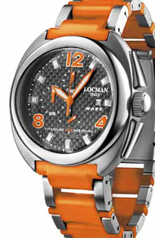 LOCMAN Mod. MARE, CHRONO, TITANIUM CASE & BRACELET, WR 100m., ORANGE, CARBON FIBER DIAL