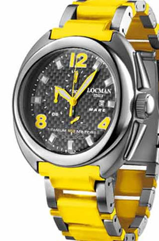 LOCMAN Mod. MARE, CHRONO, TITANIUM CASE & BRACELET, WR 100m., YELLOW, CARBON FIBER DIAL