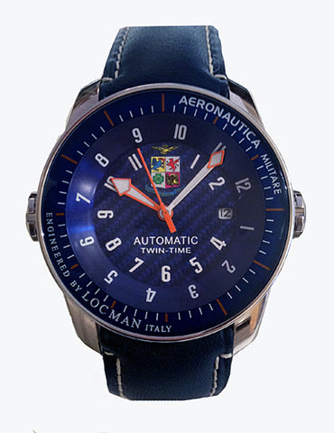 LOCMAN Mod. TWIN TIME AERONATUCA MILITARE LTD ETD Automat Steel and Titanium case 44 mm wr 50mt