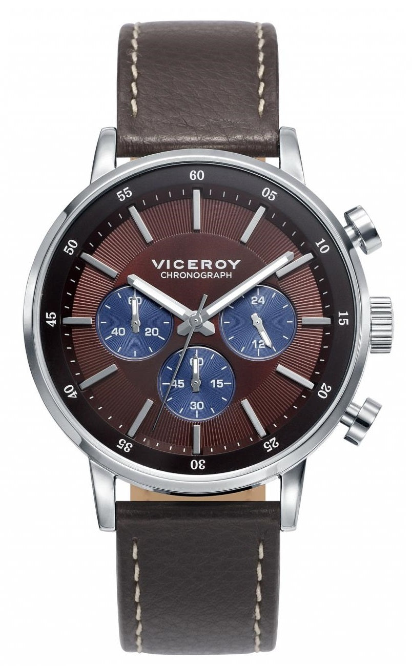 VICEROY WATCHES Mod. MEN 471023-47 - STAINLESS STEEL - LEATHER/CUOIO - CHRONOGRAPH - 42mm - 50 METERS
