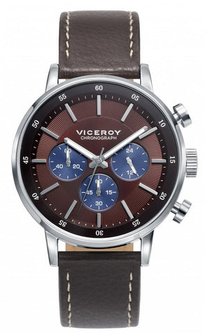 VICEROY WATCHES Mod. MEN 471023-47 - STAINLESS STEEL - LEATHER/CUOIO - CHRONOGRAPH - 42mm - 50 METERS