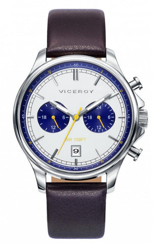 VICEROY WATCHES Mod. MEN 471025-17 - STAINLESS STEEL - LEATHER/CUOIO - CHRONOGRAPH - DATE - 42mm - 50 METERS