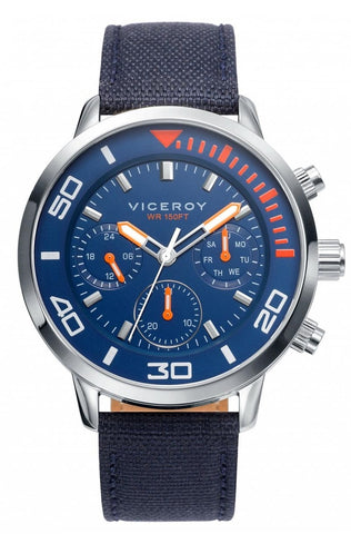 VICEROY WATCHES Mod. SPORTIF 471027-37 - STAINLESS STEEL - LEATHER/CUOIO - NILON - CHRONOGRAPH - 43mm - 50 METERS