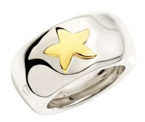 DODO ANELLO /RING Mod. STELLA - ARGENTO/SILVER + STELLA ORO GIALLO/YELLOW GOLD STAR- 18k  - Mis./ Size : 54