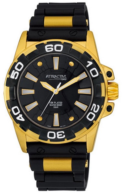 Q&Q ATTRACTIVE - STYLISH SPORT COLLECTION 43mm WR 5ATM WR 5ATM ION PLATED S/S CASE