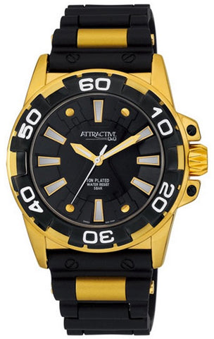 Q&Q ATTRACTIVE - STYLISH SPORT COLLECTION 43mm WR 5ATM WR 5ATM ION PLATED S/S CASE