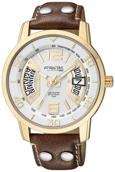 Q&Q ATTRACTIVE -  GT COUPE COLLECTION 45mm WR 5ATM WR 5ATM ION PLATED S/S CASE