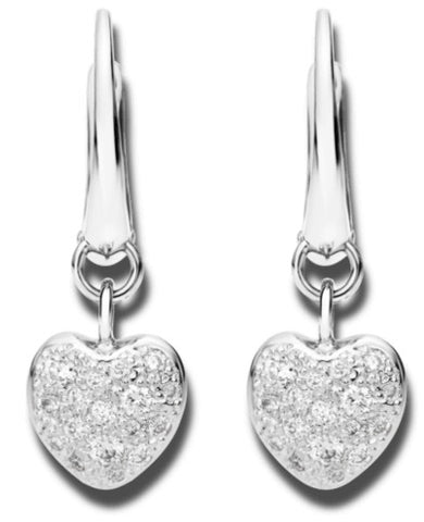 DODO ORECCHINI/EARRINGS Mod. PENDENTI CUORE +  - ORO BIANCO/WHITE GOLD  - 18k -   CON BRILLANTI BIANCHI / WITH WHITE  DIAMONDS