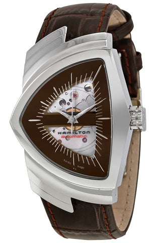 HAMILTON Mod.  VENTURA SS BROWN DIAL SKELETON - AUTOMATIC- LEATHER STRAP