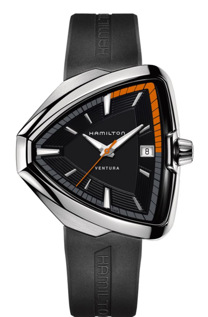 HAMILTON Mod.  VENTURA ELVIS-QUARZO SS  BLACK DIAL -  CAUCCIU\' STRAP