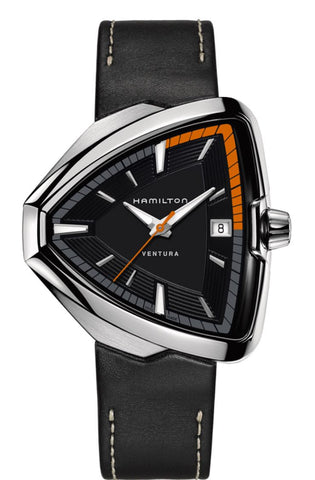 HAMILTON Mod.  VENTURA ELVIS-QUARZO SS BLACK DIAL -  LEATHER STRAP