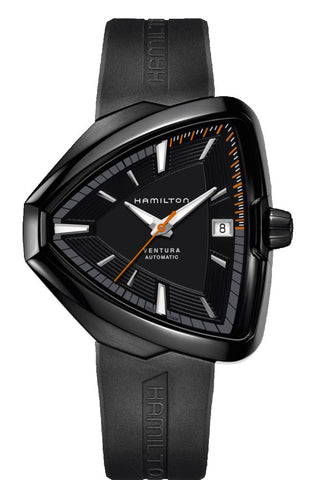 HAMILTON Mod.  VENTURA ELVIS AUTO SS PVD  BLACK CAUCCIU\' STRAP