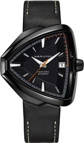HAMILTON Mod.  VENTURA SS PVD  BLACK LEATHER STRAP