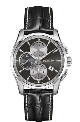 HAMILTON Mod.  JAZZMASTER AUTO CHRONO SS BLACK DIAL - BLACK LEATHER STRAP