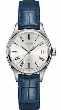 HAMILTON Mod.  VALIANT AUTO 34mm SILVER - BLUE LEATHER