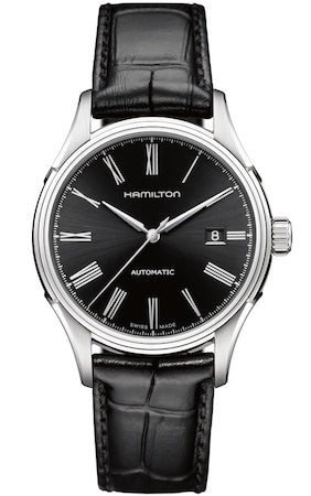 HAMILTON Mod.  VALIANT AUTO ROMAN BLACK - BLACK LEATHER