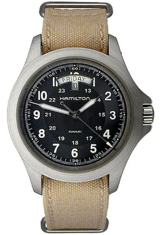 HAMILTON Mod.  KHAKI KING QUARTZ - BLACK - NEW CANVAS BEIGE