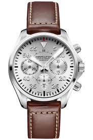 HAMILTON Mod.  KHAKI PILOT AUTO CHRONO SILVER - BROWN LEATHER