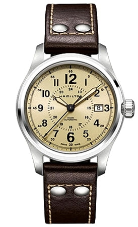HAMILTON Mod.  KHAKI FIELD AUTO 40mm OLD PAPER - BROWN LEATHER