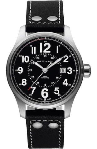 HAMILTON Mod.  KHAKI OFFICER AUTO 44mm BLACK - BLACK