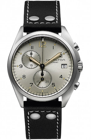 HAMILTON Mod.  KHAKI PILOT PIONEER CHRONO QUARTZ IVORY - BLACK LEATHER