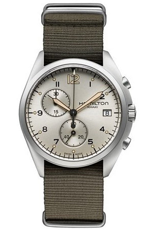 HAMILTON Mod.  KHAKI PILOT PIONEER CHRONO QUARTZ IVORY - KHAKI NATO