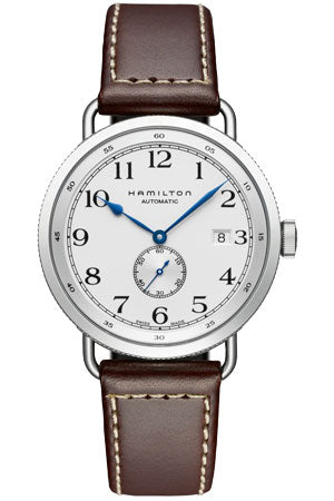 HAMILTON Mod.  KHAKI NAVY PIONEER 40mm SILVER - BROWN LEATHER