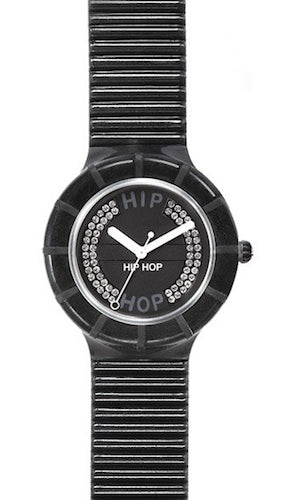 HIP HOP - NERO QUADRANTE NERO CON SWAROVSKI/ SWAROVSKI BLACK DIAL
