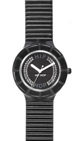 HIP HOP - NERO QUADRANTE NERO CON SWAROVSKI/ SWAROVSKI BLACK DIAL