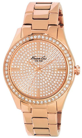 KENNETH COLE WATCH - ELEGANCE LADY  S/S WITH STONES IP ROSE GOLD BRACELET 3 ATM 40mm