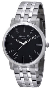 KENNETH COLE WATCH -  SLIM  S/S GENT  S/S BRACELET BLACK DIAL 3 ATM 43mm