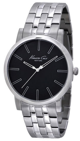 KENNETH COLE WATCH -  SLIM  S/S GENT  S/S BRACELET BLACK DIAL 3 ATM 43mm