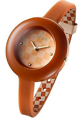 OPS! OROLOGIO IN SILICONE MOD. ORANGE BRICK SCACCHI. QUARZO. JAPAN MOVEMENT