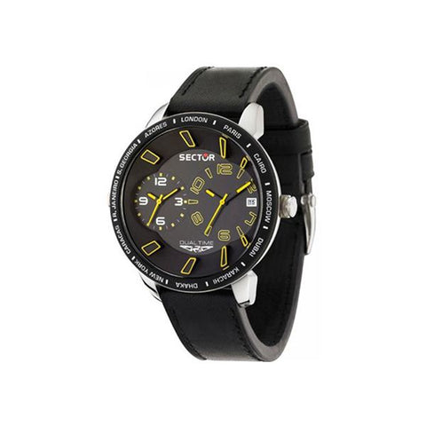 SECTOR Mod. 400 DUAL TIME B/SUNRAY DIAL BLACK STRAP