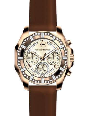 ROCCOBAROCCO WATCH Mod. RB0115 Chrono Quartz Lady strass SS Rose gold  plated 38mm