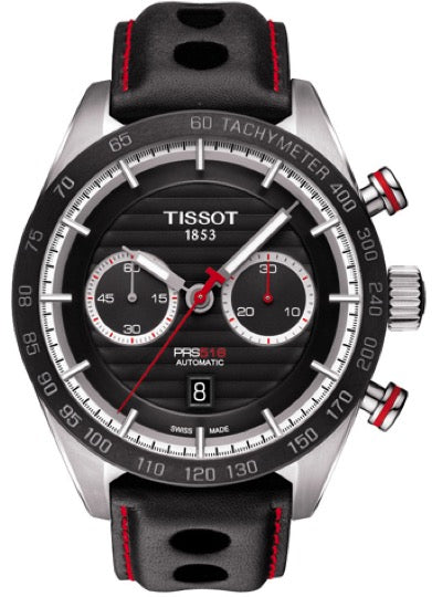 TISSOT - PRS 516 AUTOMATIC CHRONO 44.4 mm SS Case. Leather strap. WR 100mt