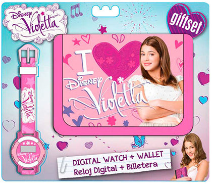 DISNEY - VIOLETTA - SET OROLOGIO + PORTAFOGLIO/ WATCH + WALLET