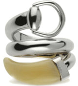 GUCCI JEWELS Mod. HORSBIT HORN CONTRARIER Anello/Ring ARGENTO/SILVER Size 52
